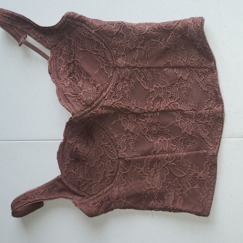 Brown Lace Bustier Top